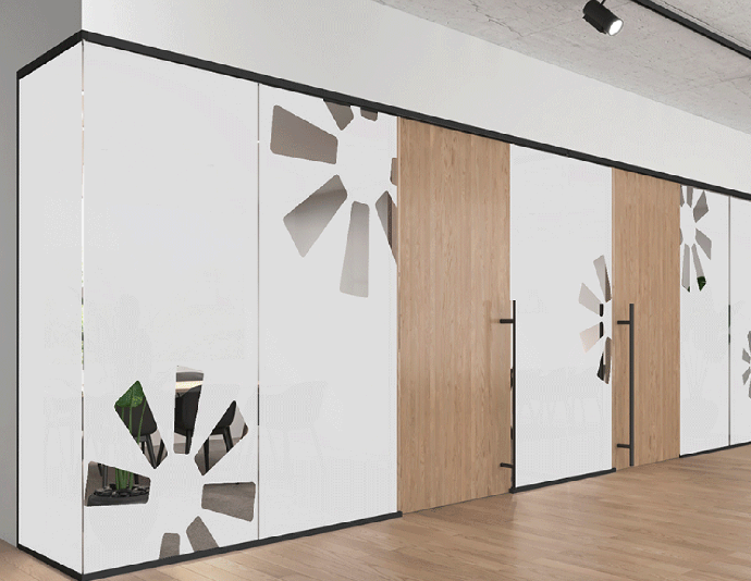 Smart Film (PDLC) PDLC Smart Film ist eine innovative Glaslösung, die auf Knopfdruck zwischen transparent und blickdicht wechselt. Die Technologie basiert auf Flüssigkristallen, die sich durch elektrische Spannung ausrichten.